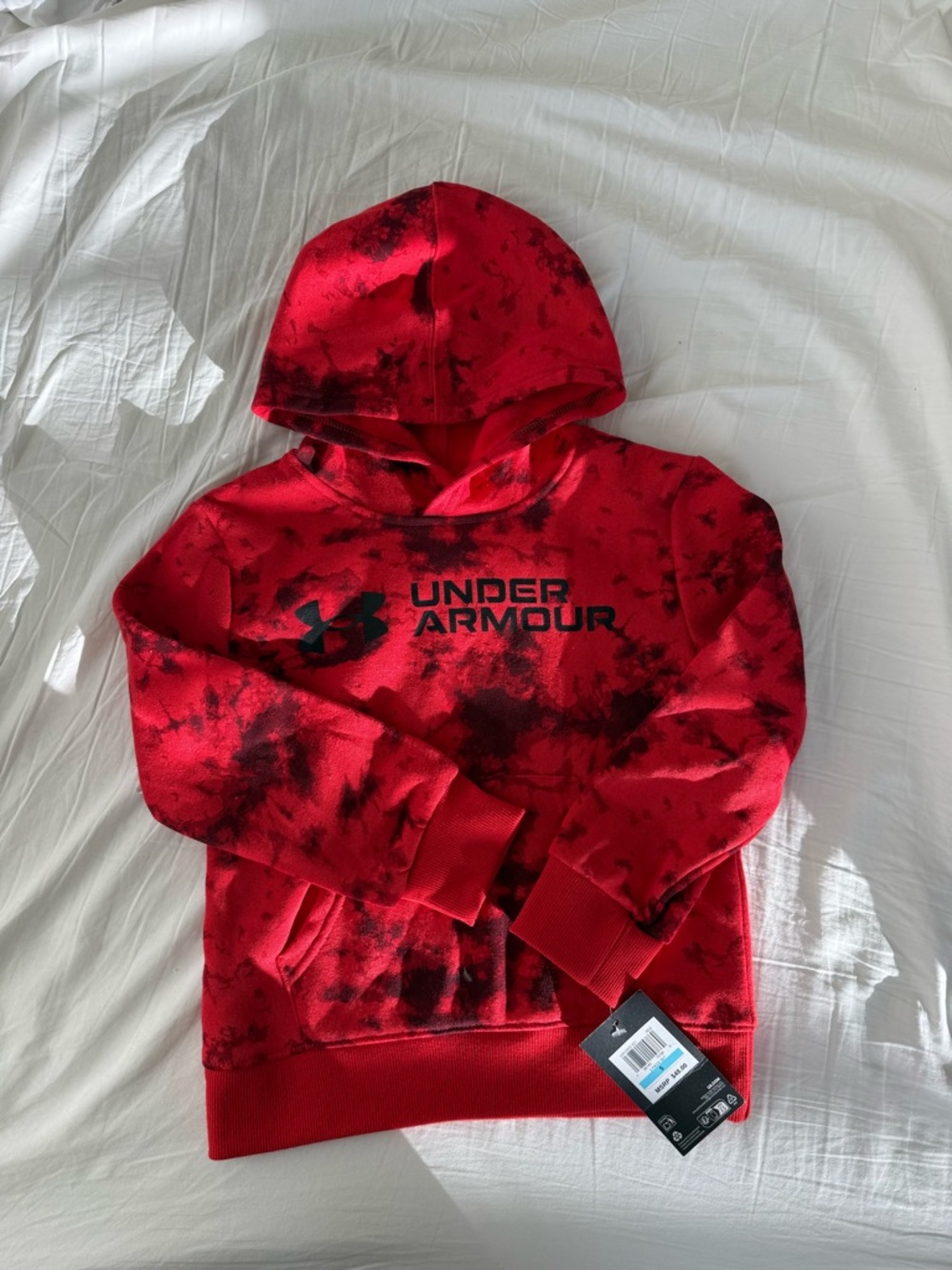NWT Under Armour Red and Black Tie-Dye Pullover Hoodie